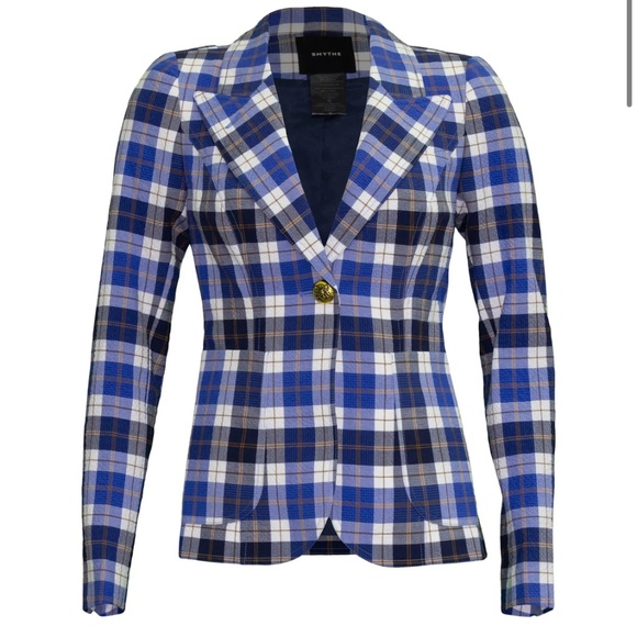 Smythe Patch Pocket Duchess Blazer Blue Plaid - Picture 1 of 15